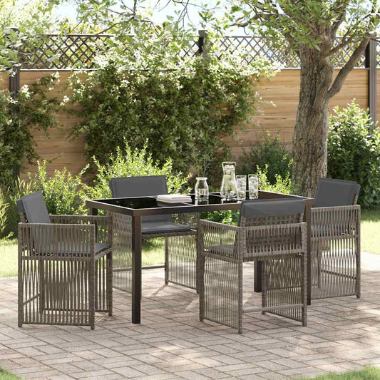 Set da Pranzo per Giardino 5 pcs Grigio polyrattan - homemem39