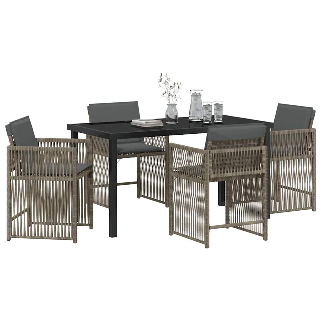 Set da Pranzo per Giardino 5 pcs Grigio polyrattan - homemem39