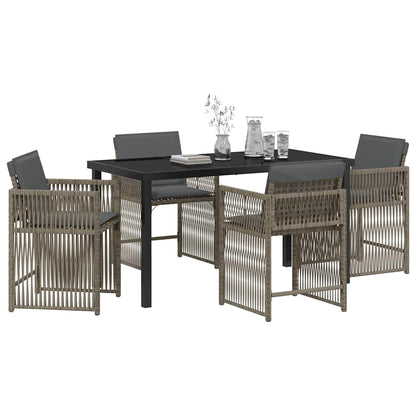 Set da Pranzo per Giardino 5 pcs Grigio polyrattan - homemem39