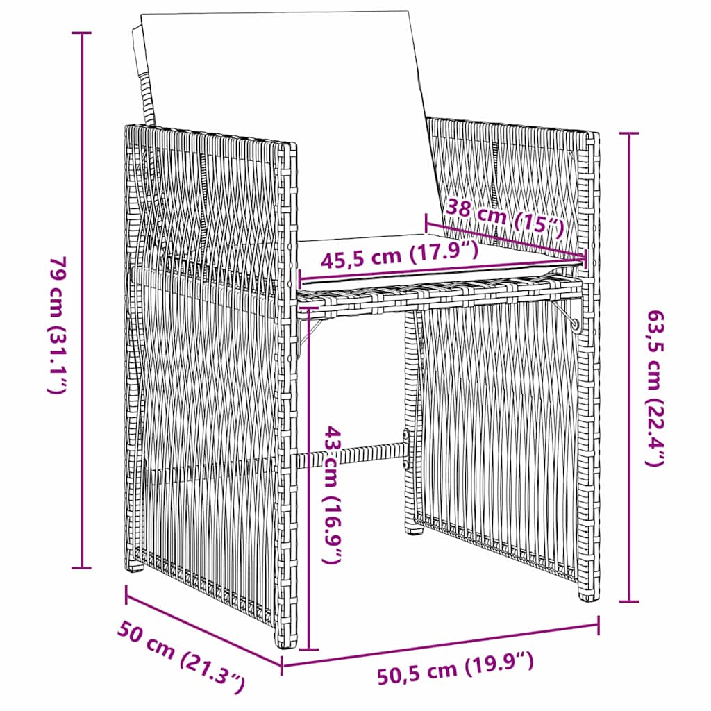 Set da Pranzo per Giardino 5 pcs Grigio polyrattan - homemem39