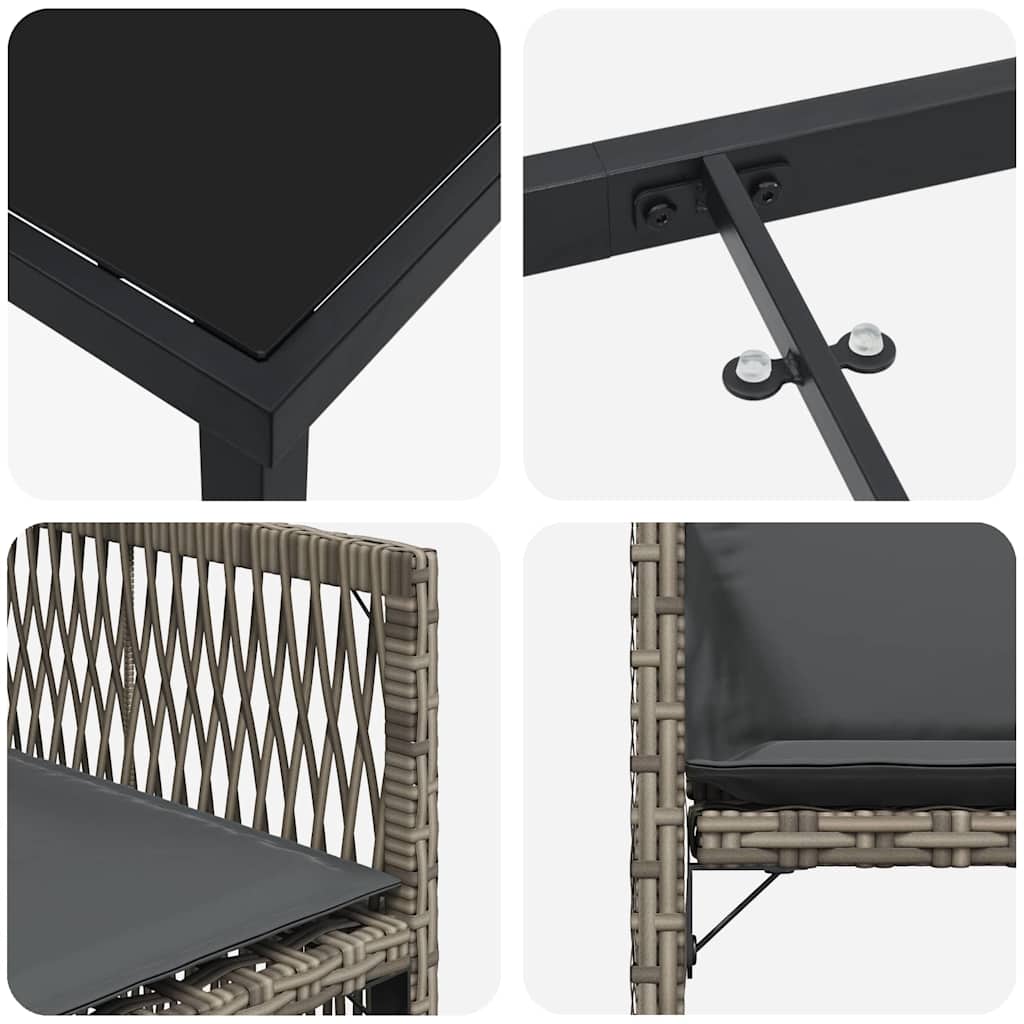 Set da Pranzo per Giardino 5 pcs Grigio polyrattan - homemem39