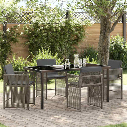 Set da Pranzo per Giardino 5 pcs Grigio polyrattan - homemem39