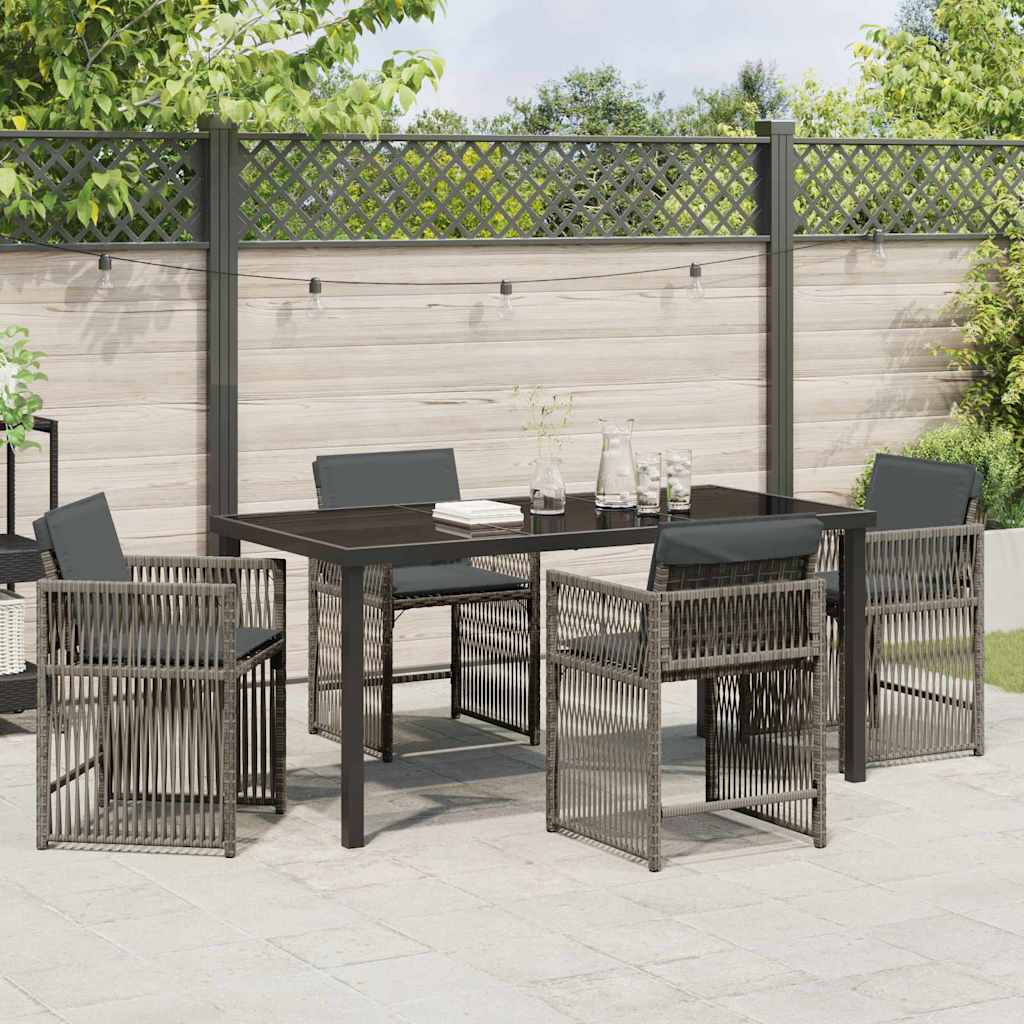 Set da Pranzo per Giardino 5 pcs Grigio polyrattan - homemem39