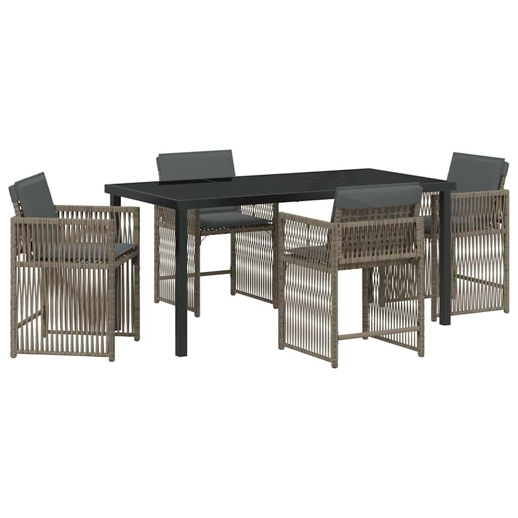 Set da Pranzo per Giardino 5 pcs Grigio polyrattan - homemem39