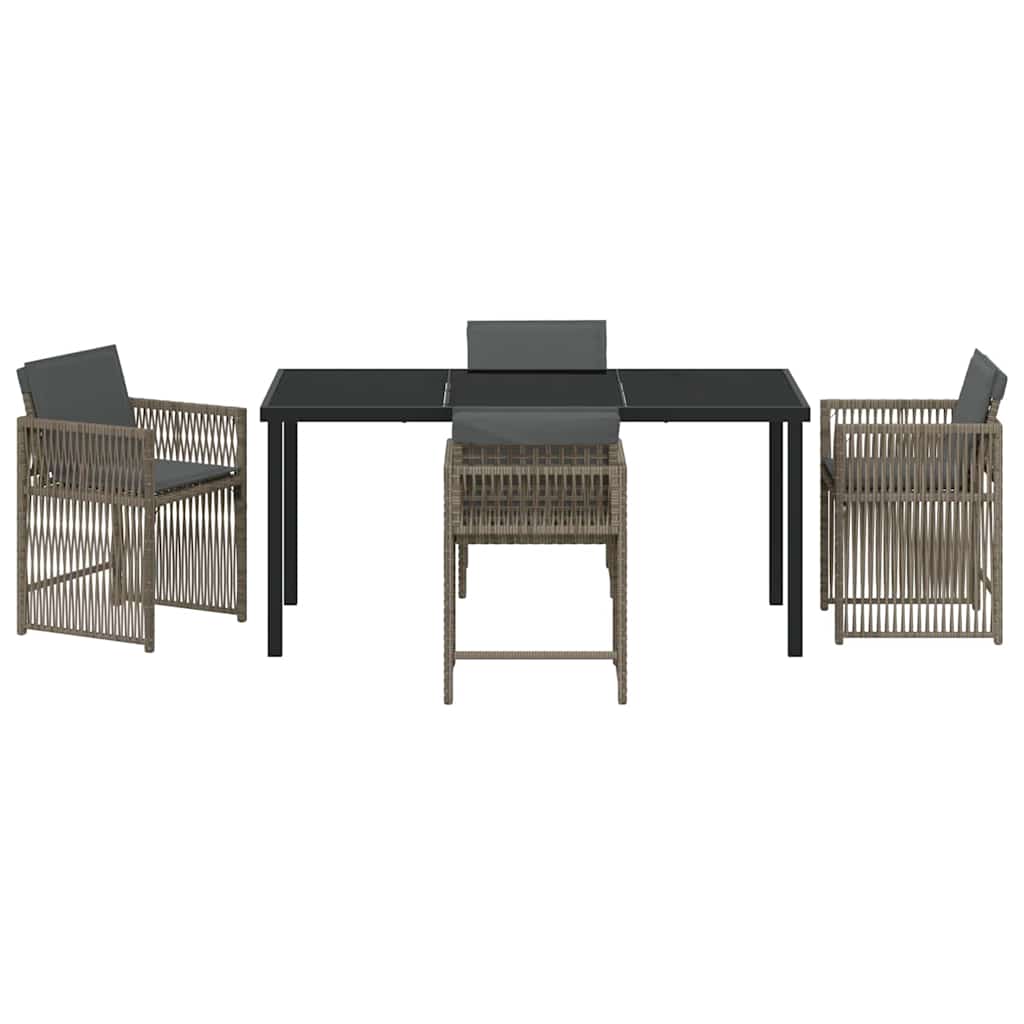 Set da Pranzo per Giardino 5 pcs Grigio polyrattan - homemem39