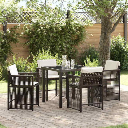Set da Pranzo per Giardino 5 pcs Marrone polyrattan - homemem39