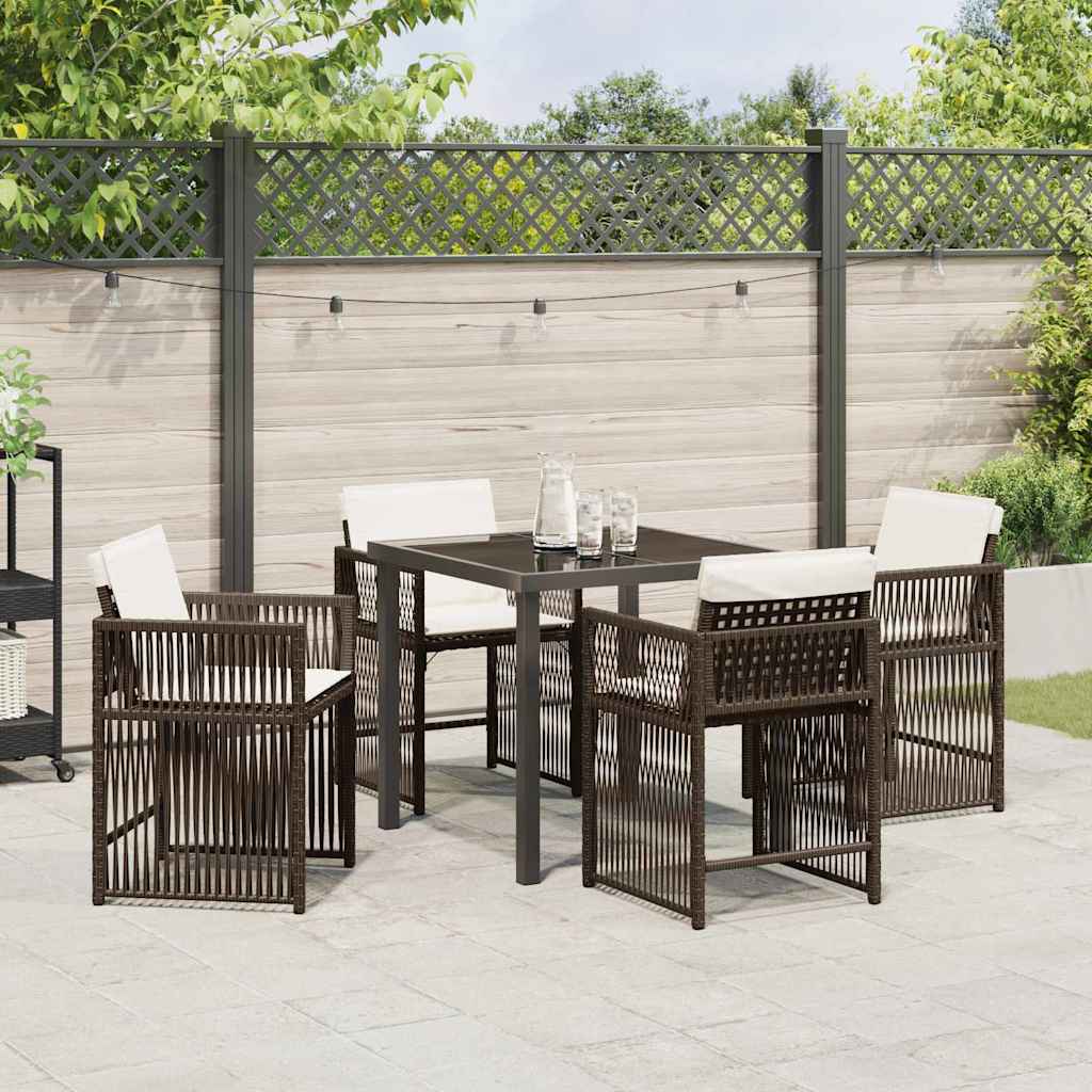 Set da Pranzo per Giardino 5 pcs Marrone polyrattan - homemem39