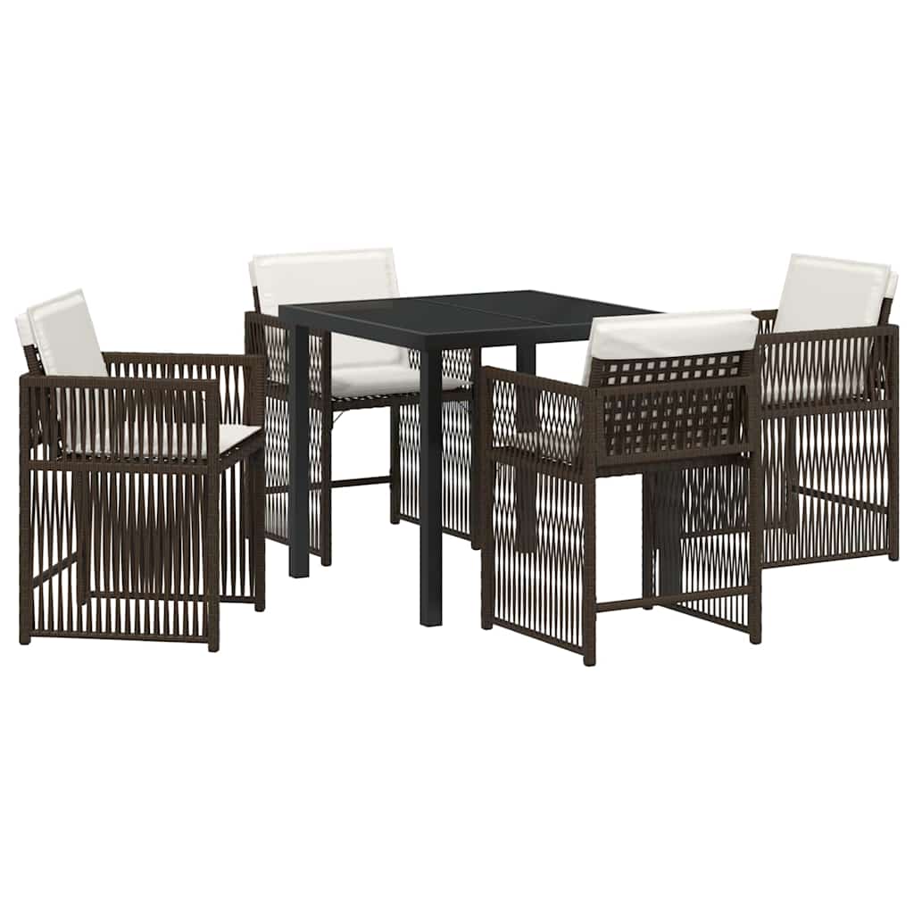 Set da Pranzo per Giardino 5 pcs Marrone polyrattan - homemem39