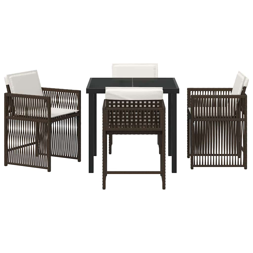 Set da Pranzo per Giardino 5 pcs Marrone polyrattan - homemem39