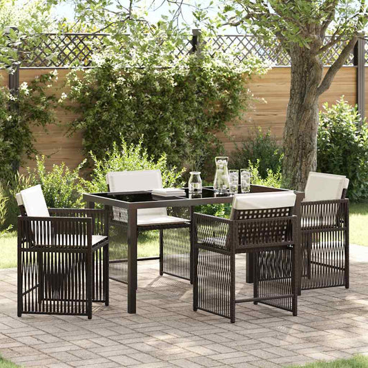 Set da Pranzo per Giardino 5 pcs Marrone polyrattan - homemem39