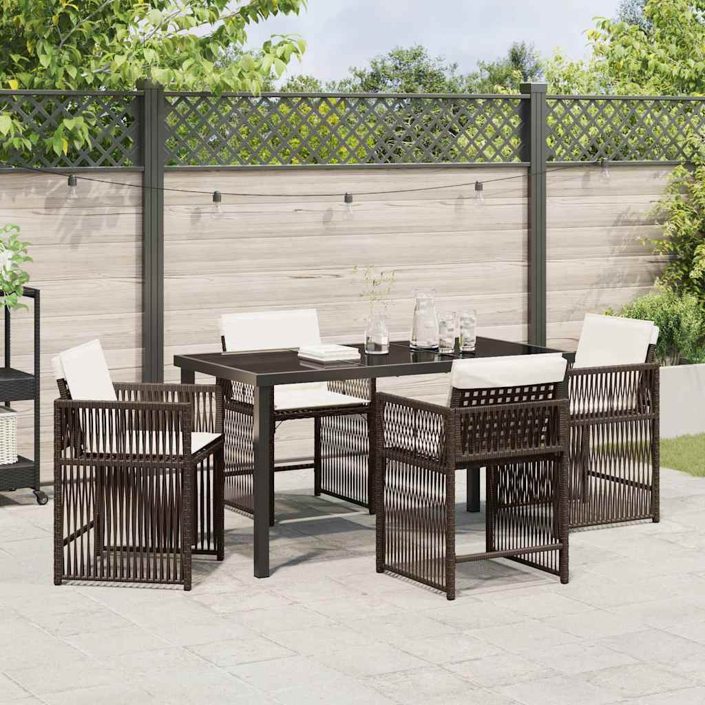 Set da Pranzo per Giardino 5 pcs Marrone polyrattan - homemem39