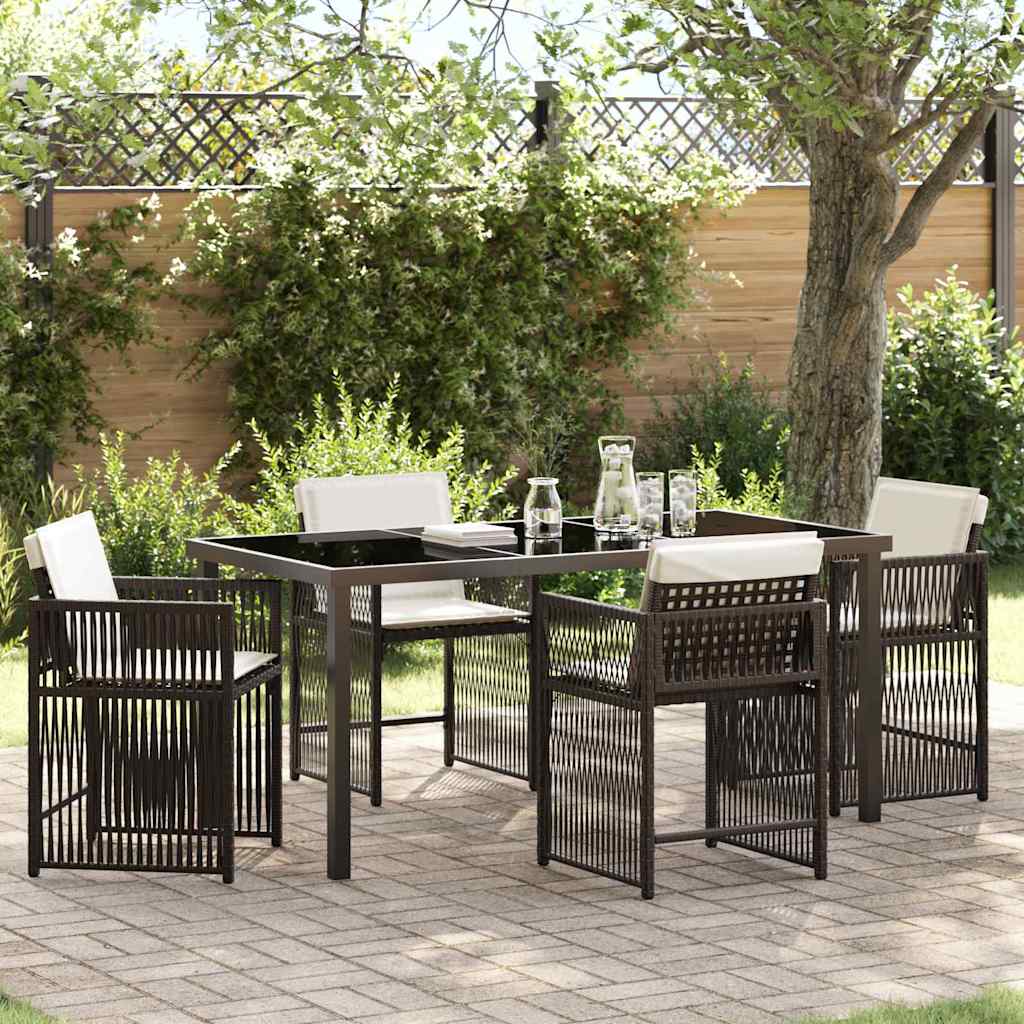 Set da Pranzo per Giardino 5 pcs Marrone polyrattan - homemem39