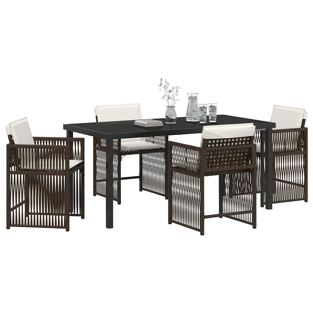 Set da Pranzo per Giardino 5 pcs Marrone polyrattan - homemem39