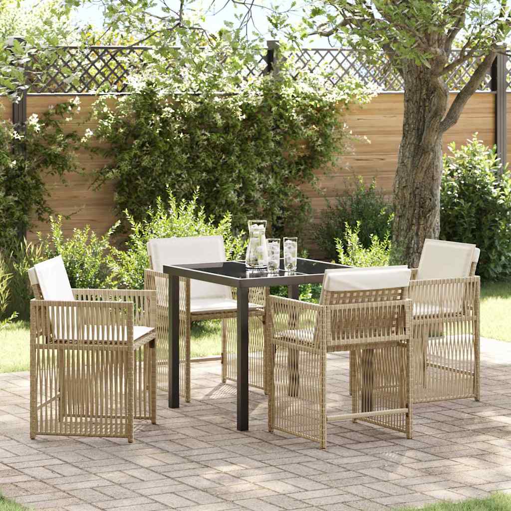 Set da Pranzo per Giardino 5 pcs Beige polyrattan | homemem39