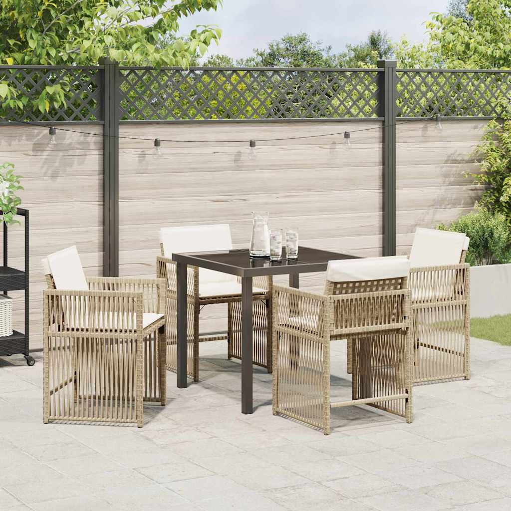 Set da Pranzo per Giardino 5 pcs Beige polyrattan | homemem39