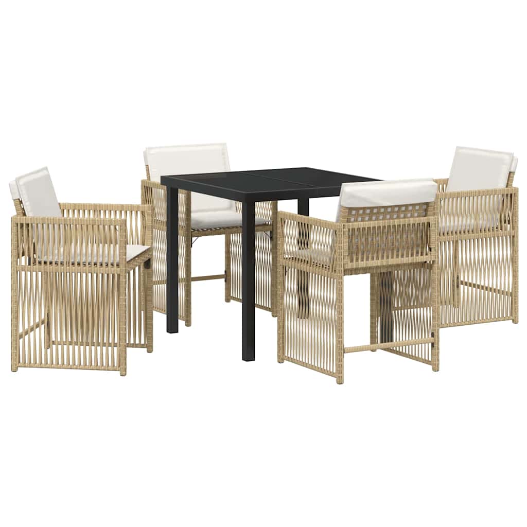 Set da Pranzo per Giardino 5 pcs Beige polyrattan | homemem39