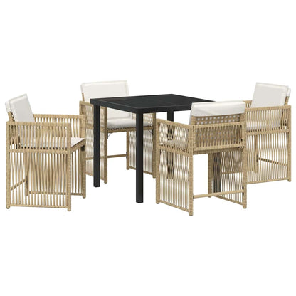 Set da Pranzo per Giardino 5 pcs Beige polyrattan | homemem39