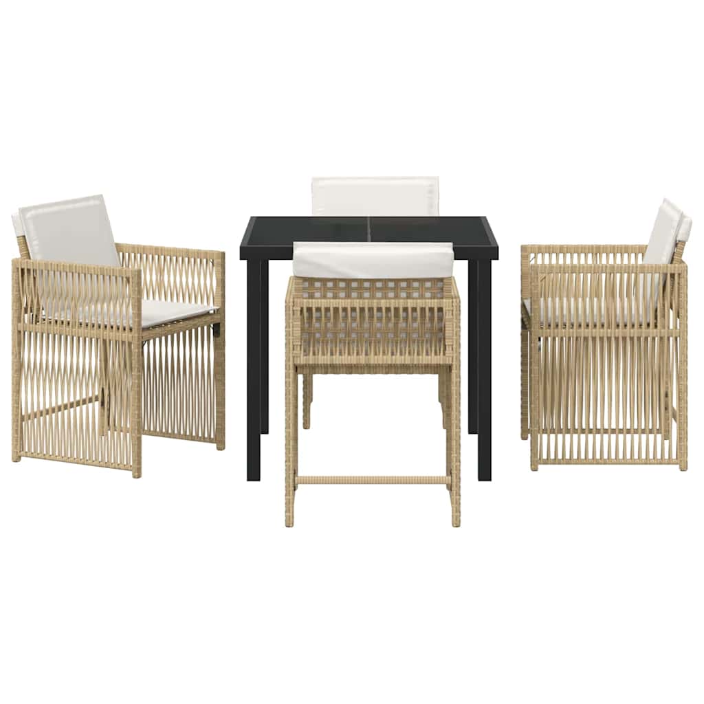 Set da Pranzo per Giardino 5 pcs Beige polyrattan | homemem39