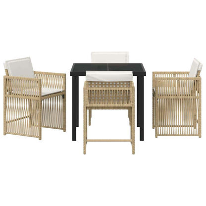Set da Pranzo per Giardino 5 pcs Beige polyrattan | homemem39