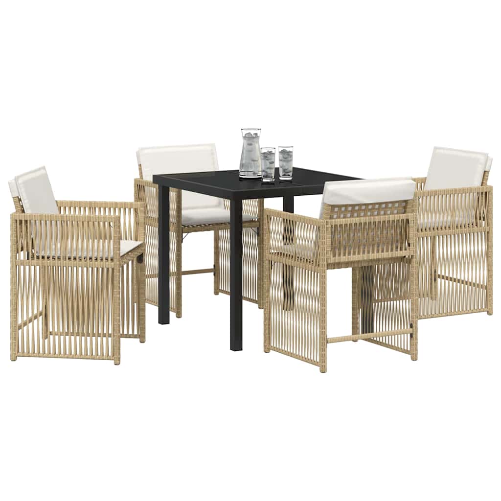 Set da Pranzo per Giardino 5 pcs Beige polyrattan | homemem39