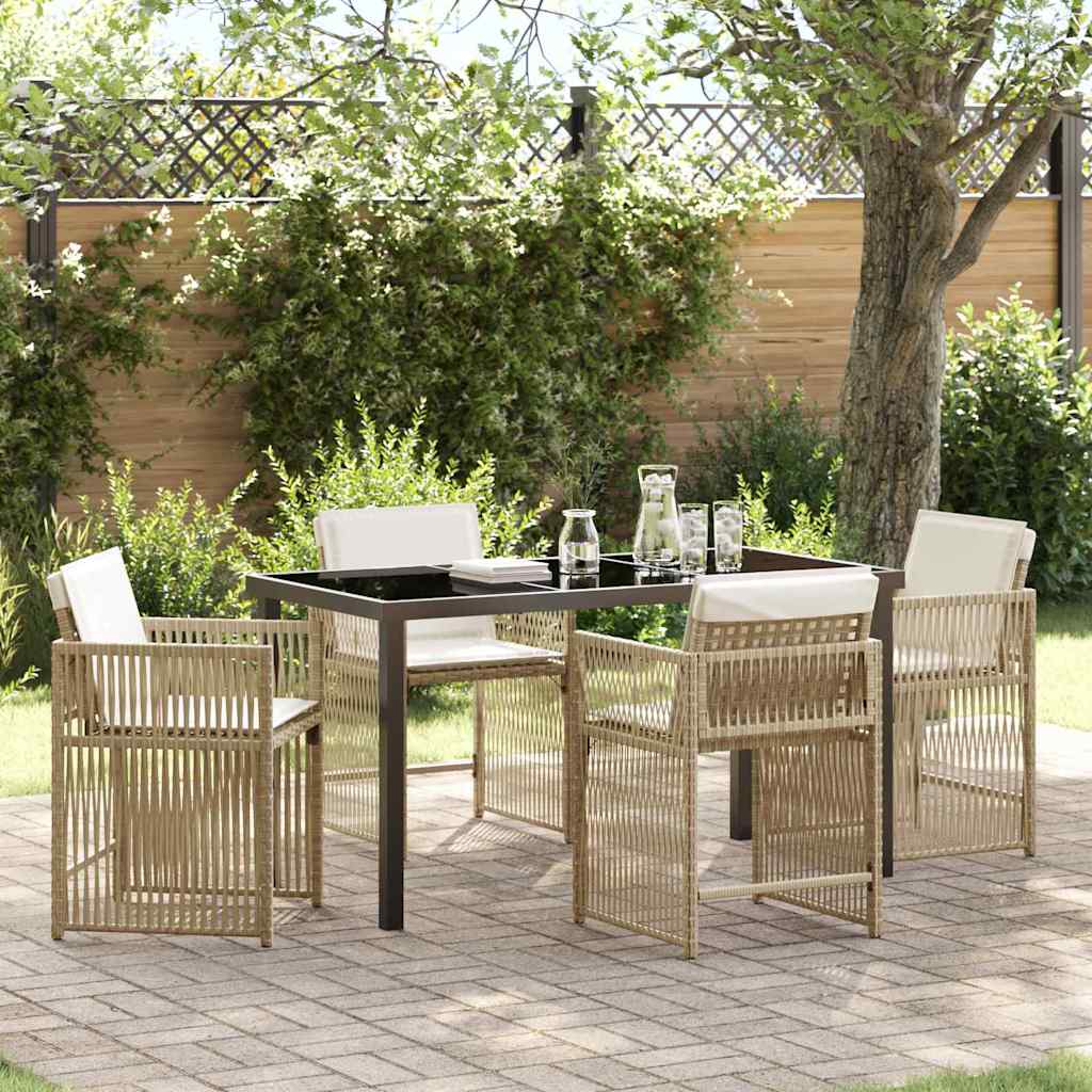 Set da Pranzo per Giardino 5 pcs Beige polyrattan | homemem39