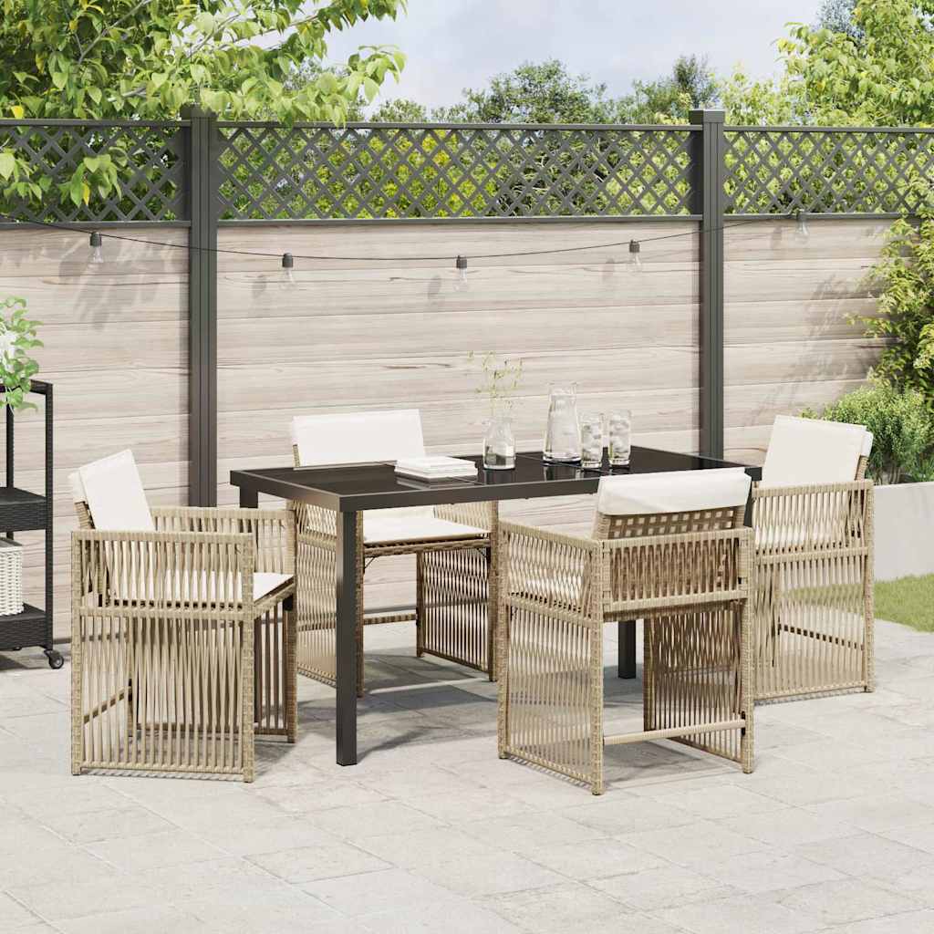 Set da Pranzo per Giardino 5 pcs Beige polyrattan | homemem39