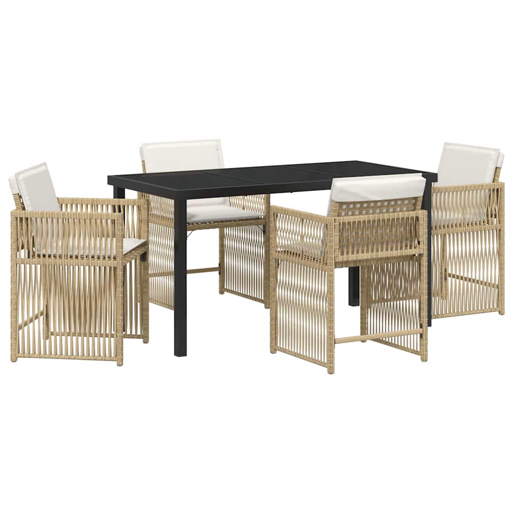 Set da Pranzo per Giardino 5 pcs Beige polyrattan | homemem39