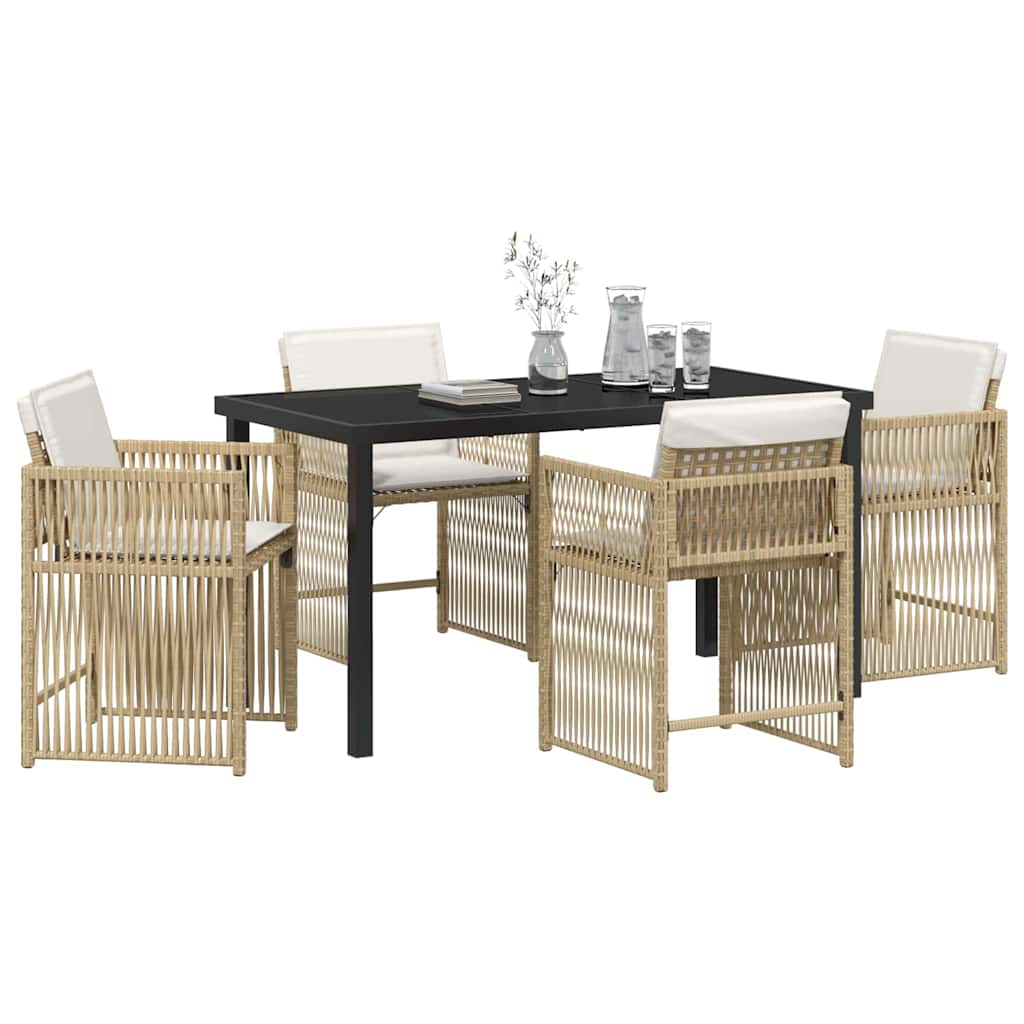 Set da Pranzo per Giardino 5 pcs Beige polyrattan | homemem39