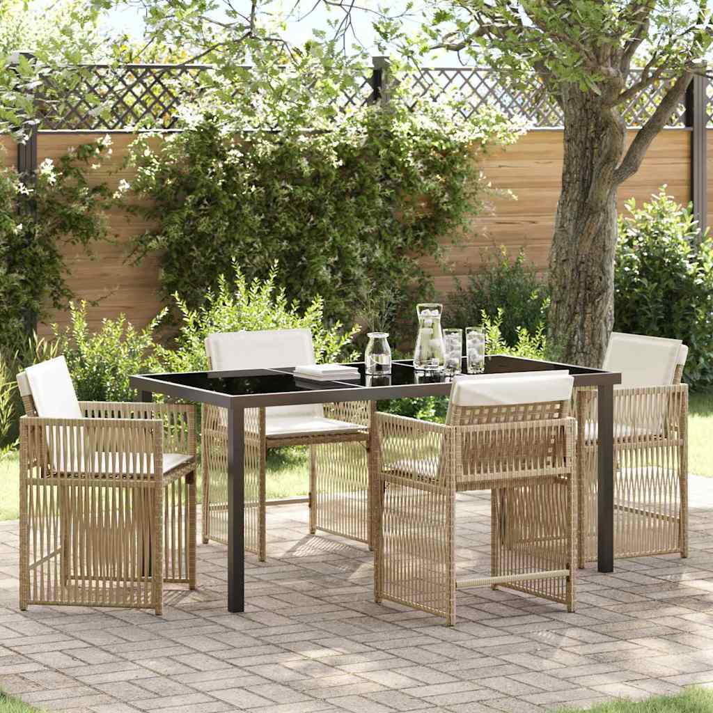 Set da Pranzo per Giardino 5 pcs Beige polyrattan | homemem39