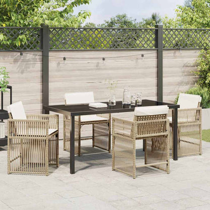 Set da Pranzo per Giardino 5 pcs Beige polyrattan | homemem39