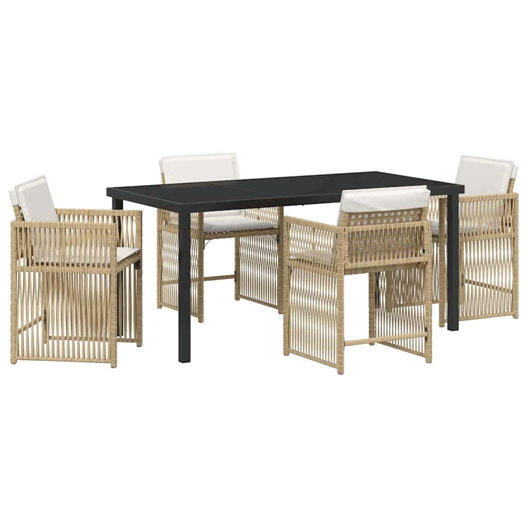 Set da Pranzo per Giardino 5 pcs Beige polyrattan | homemem39