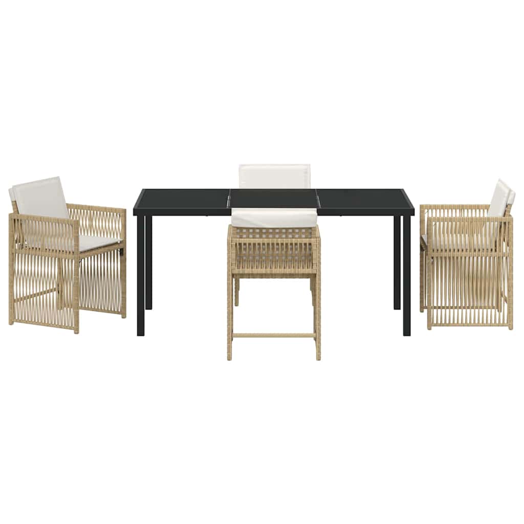 Set da Pranzo per Giardino 5 pcs Beige polyrattan | homemem39
