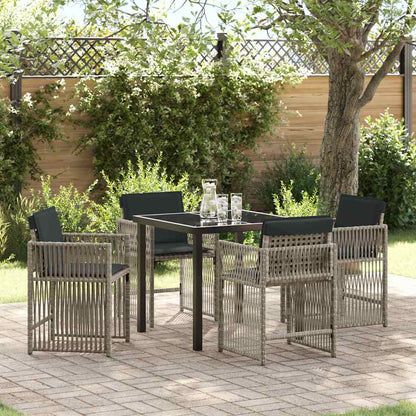 Set da Pranzo per Giardino 5 pcs Grigio chiaro polyrattan | homemem39