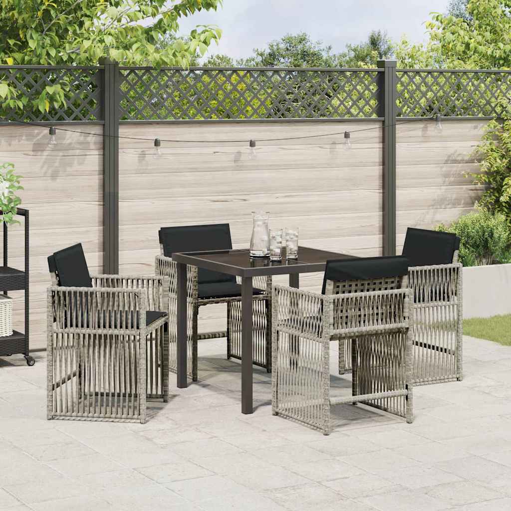 Set da Pranzo per Giardino 5 pcs Grigio chiaro polyrattan | homemem39