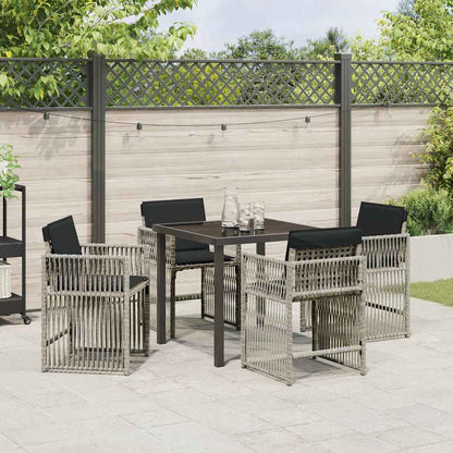 Set da Pranzo per Giardino 5 pcs Grigio chiaro polyrattan | homemem39