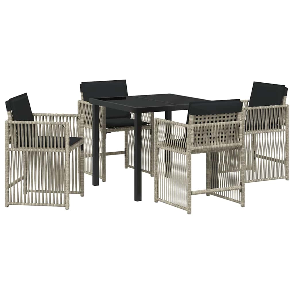Set da Pranzo per Giardino 5 pcs Grigio chiaro polyrattan | homemem39