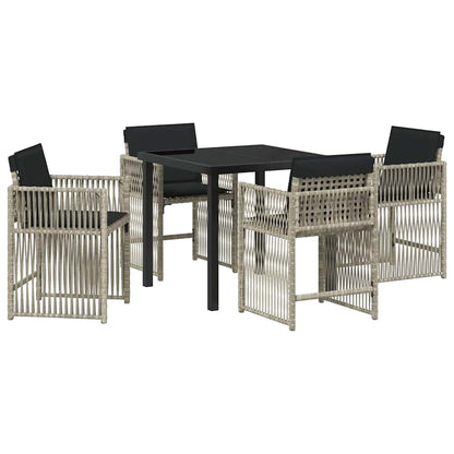 Set da Pranzo per Giardino 5 pcs Grigio chiaro polyrattan | homemem39