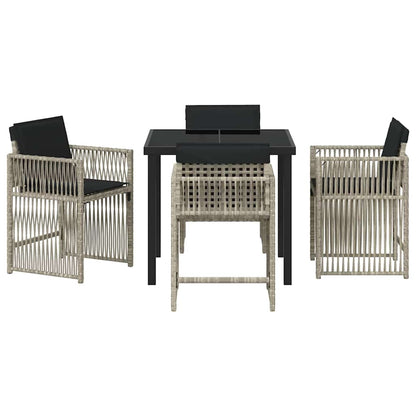 Set da Pranzo per Giardino 5 pcs Grigio chiaro polyrattan | homemem39
