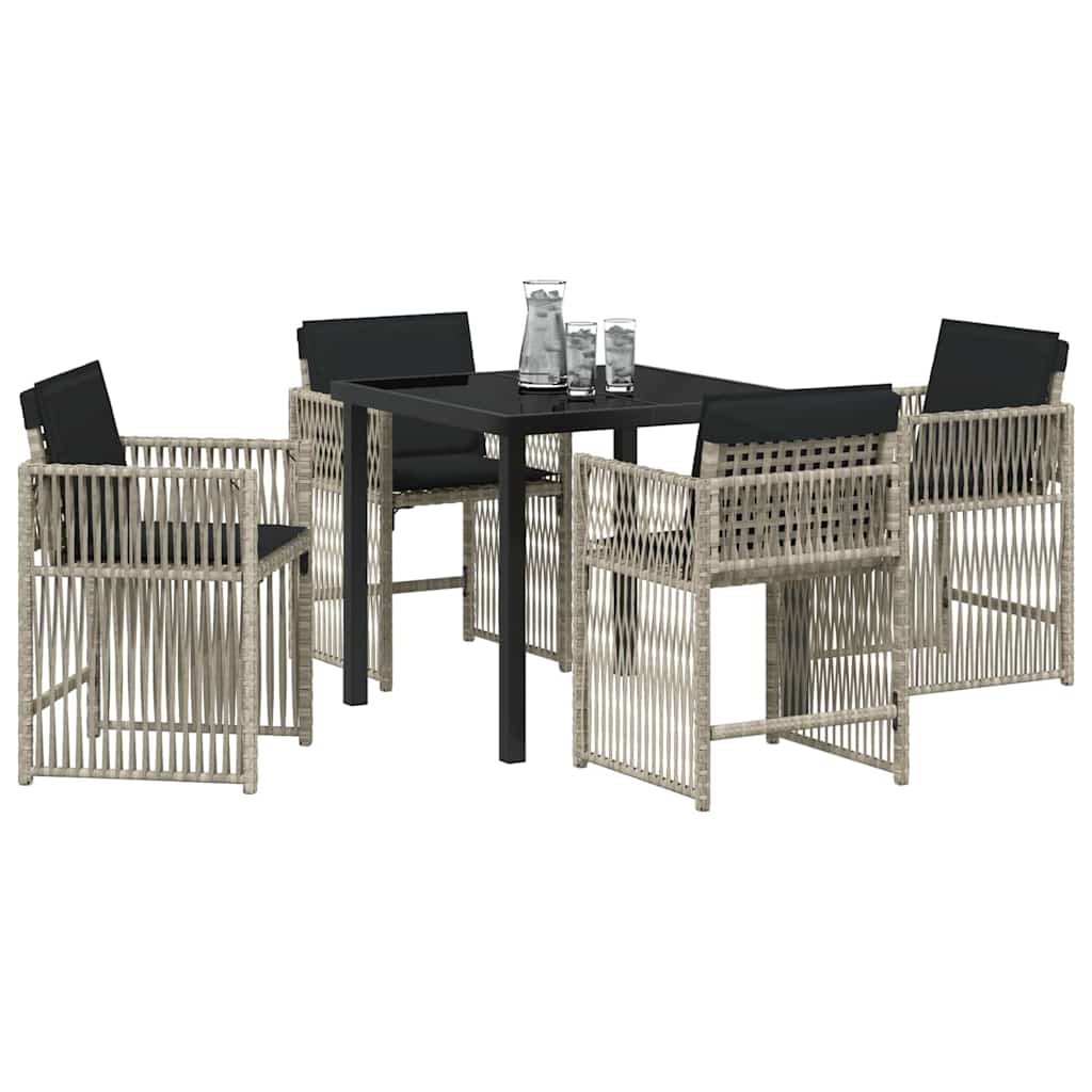 Set da Pranzo per Giardino 5 pcs Grigio chiaro polyrattan | homemem39