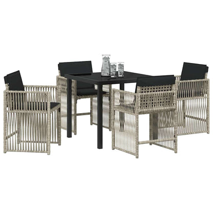 Set da Pranzo per Giardino 5 pcs Grigio chiaro polyrattan | homemem39