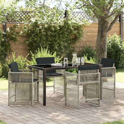 Set da Pranzo per Giardino 5 pcs Grigio chiaro polyrattan | homemem39