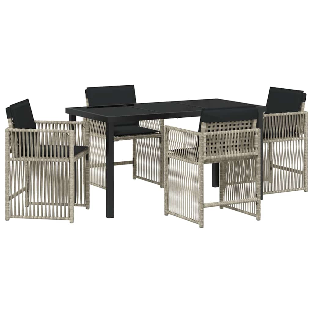 Set da Pranzo per Giardino 5 pcs Grigio chiaro polyrattan | homemem39