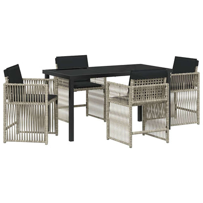 Set da Pranzo per Giardino 5 pcs Grigio chiaro polyrattan | homemem39