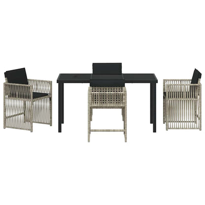 Set da Pranzo per Giardino 5 pcs Grigio chiaro polyrattan | homemem39