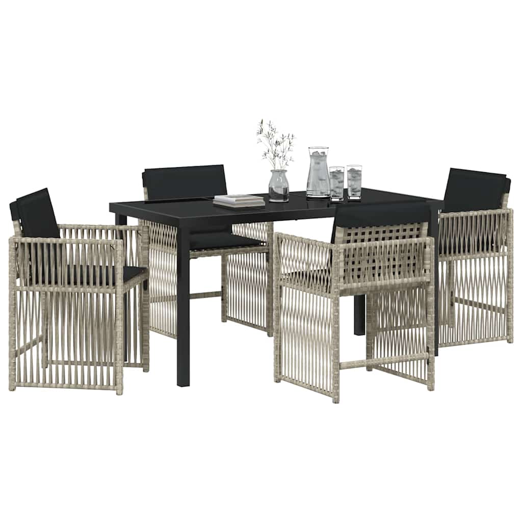 Set da Pranzo per Giardino 5 pcs Grigio chiaro polyrattan | homemem39