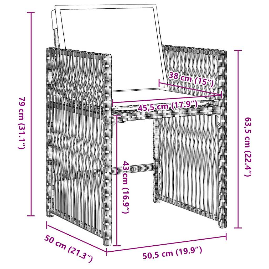 Set da Pranzo per Giardino 5 pcs Grigio chiaro polyrattan | homemem39