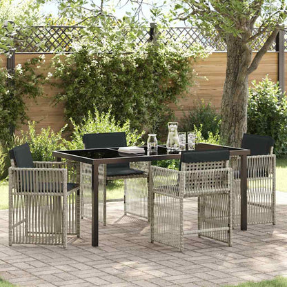 Set da Pranzo per Giardino 5 pcs Grigio chiaro polyrattan | homemem39