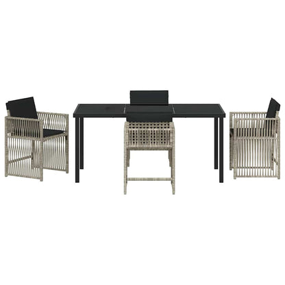 Set da Pranzo per Giardino 5 pcs Grigio chiaro polyrattan | homemem39