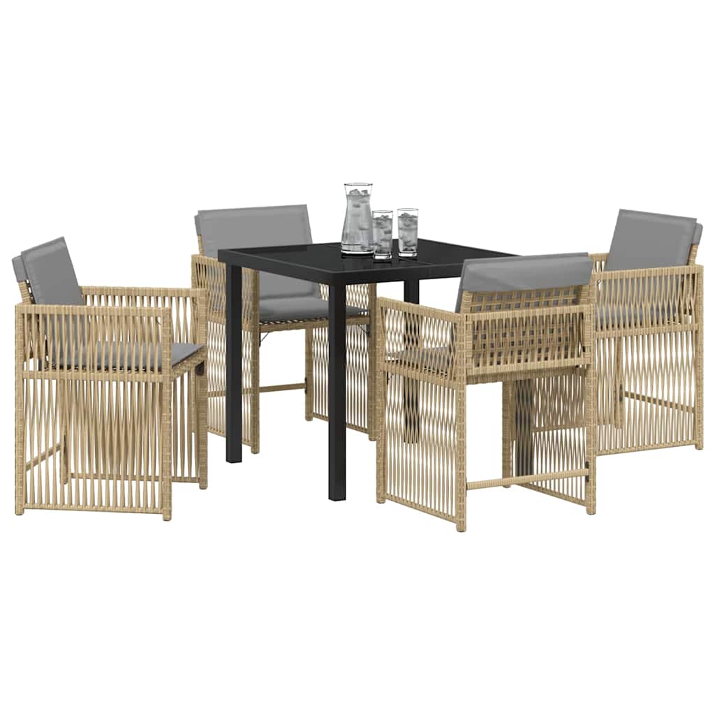 Set da Pranzo per Giardino 5 pcs Beige polyrattan - homemem39