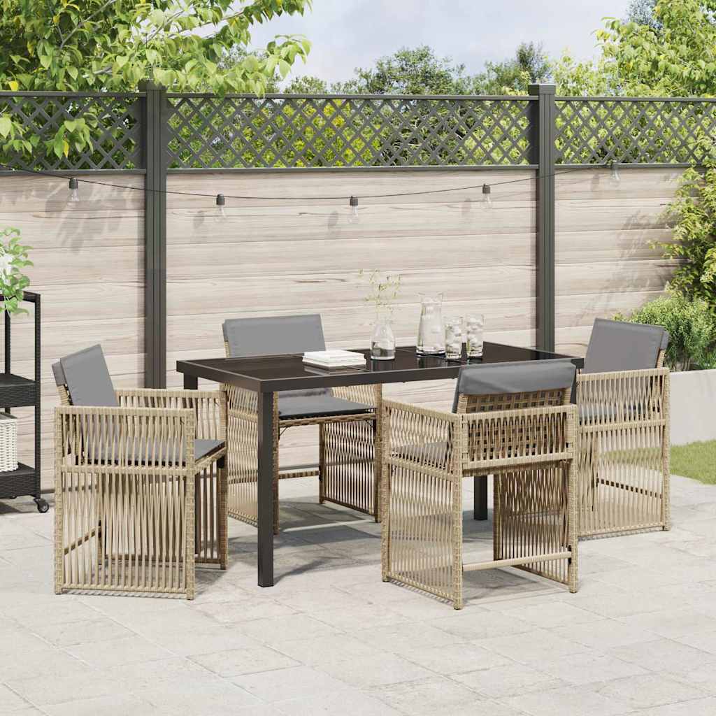 Set da Pranzo per Giardino 5 pcs Beige polyrattan - homemem39